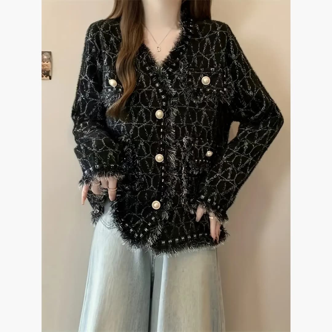 Valerie - Chic cardigan in mink velvet for women