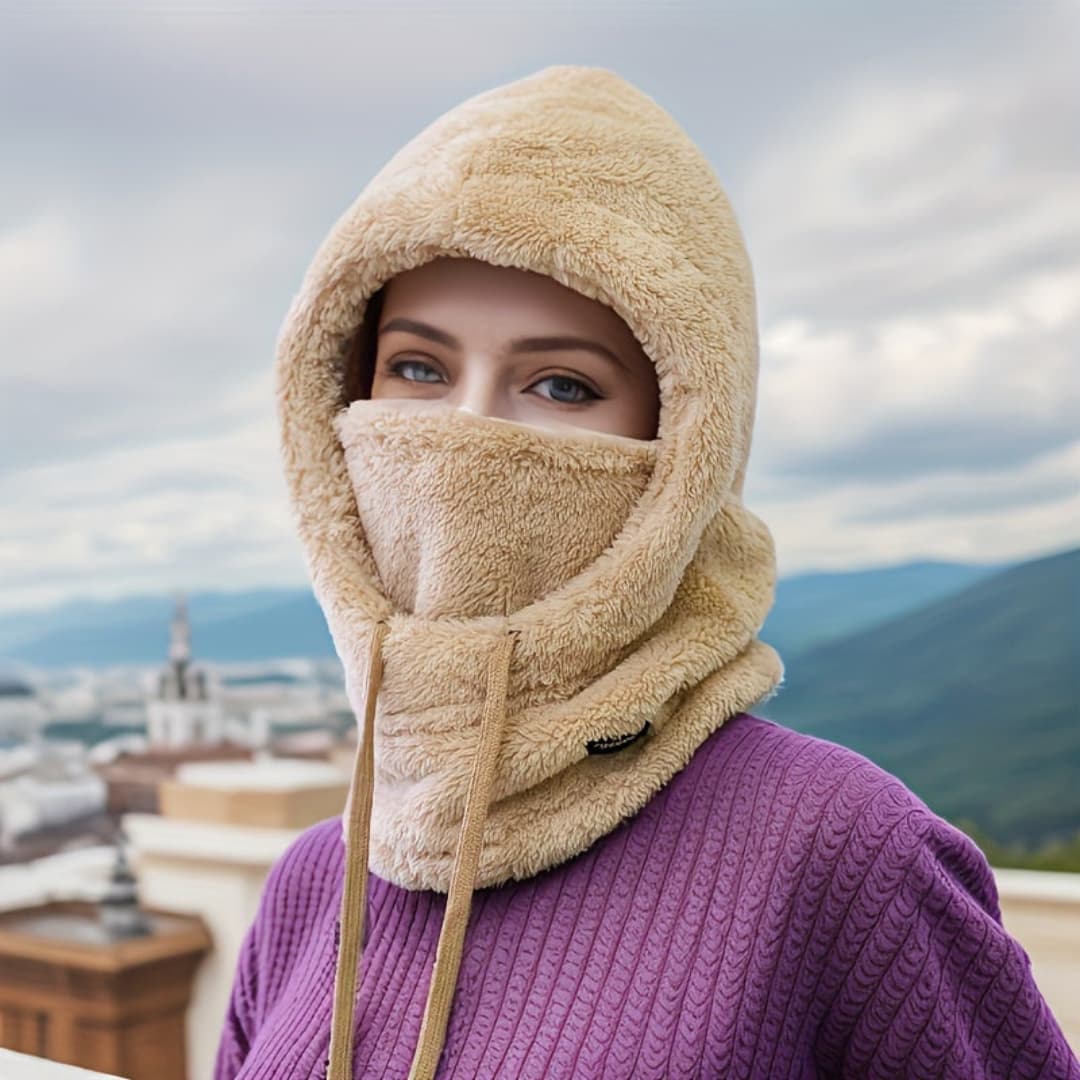 Vinter Fleece-Fôret Hette Skjerf for Kvinner Vindbeskyttende Ørebeskyttelse