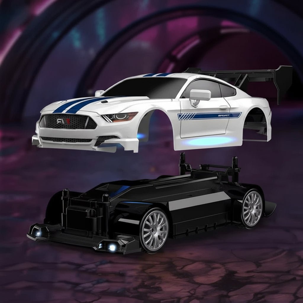 Samling av ekstra glatte dekk til en 4WD RC driftbil, for ultimat kontroll.