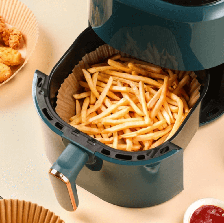 Airfryer pergamentpapirfôr i pakke med 50, ideelt for matlaging og baking