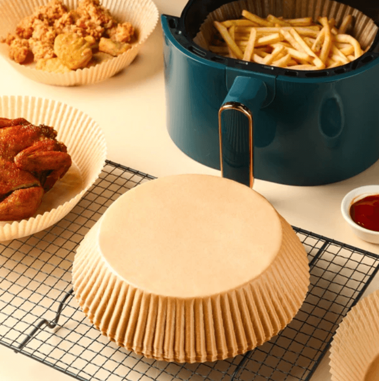 Runde engangspapirfôr til airfryer, 50 stk. sparer tid på rengjøring