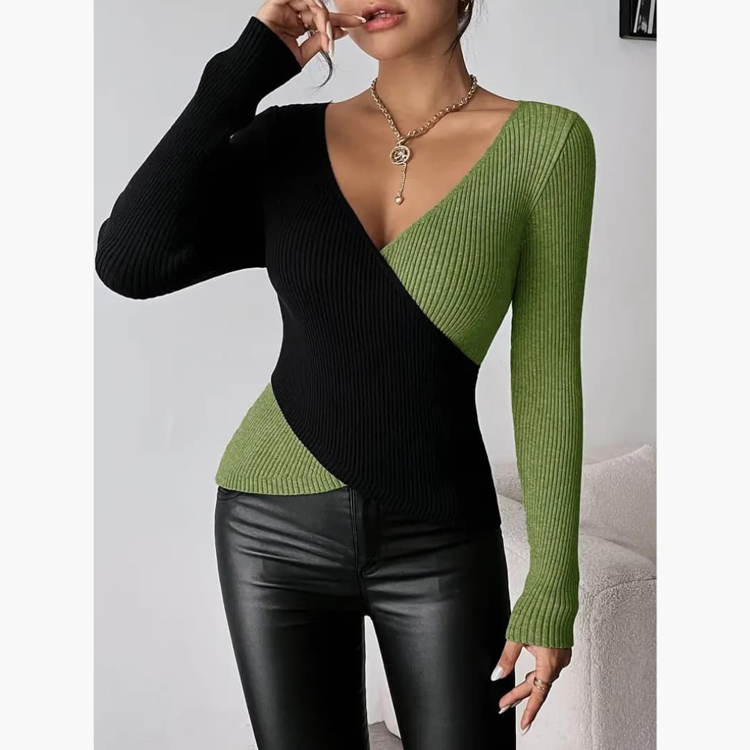 Esther - Elegant two-tone sweater for women