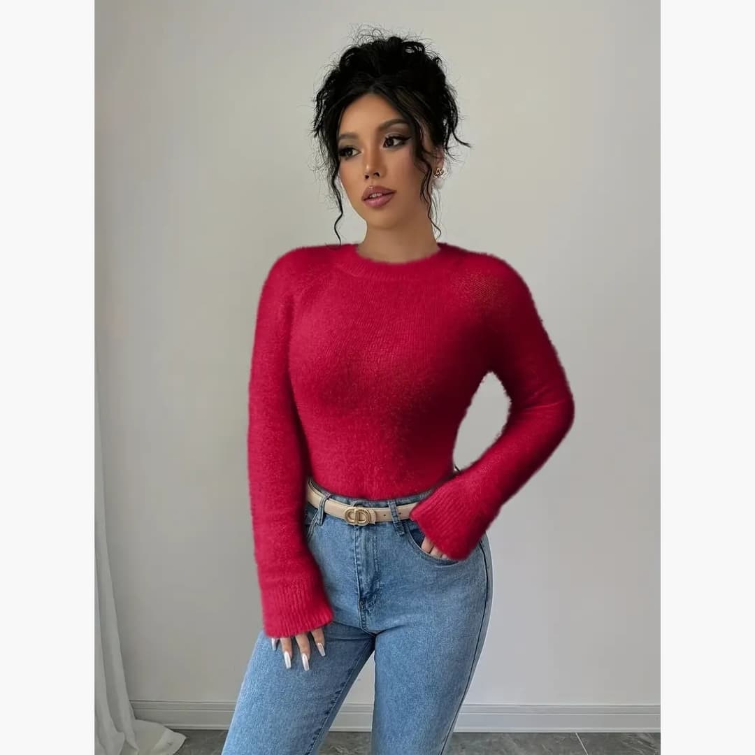 Eileen - Sweater with round neck in cozy knit for women