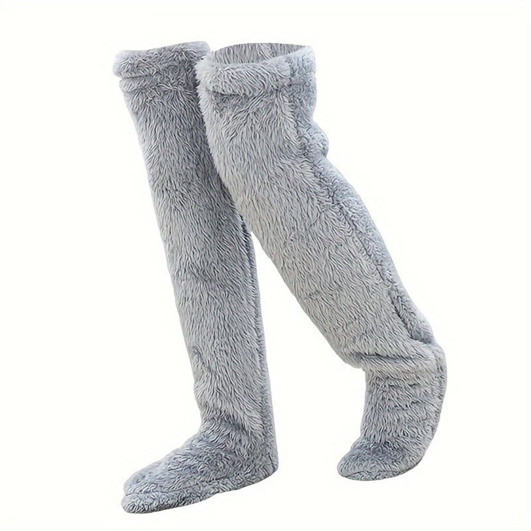Firm Fuzzy Thigh High Socks Warm Over-the-Knee Stockings for Women