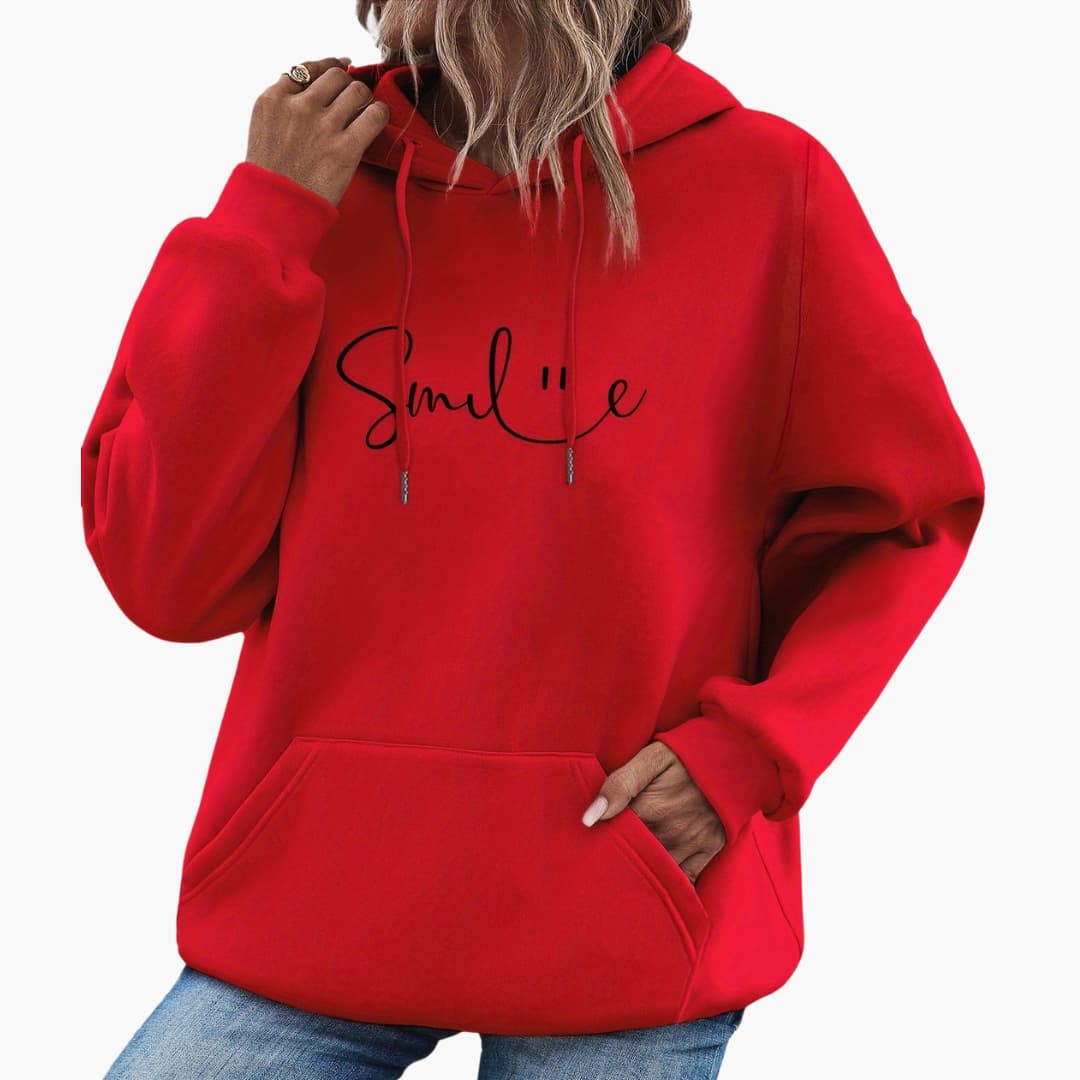 Caroline - Stylish Smile Graphic Hoodie for women