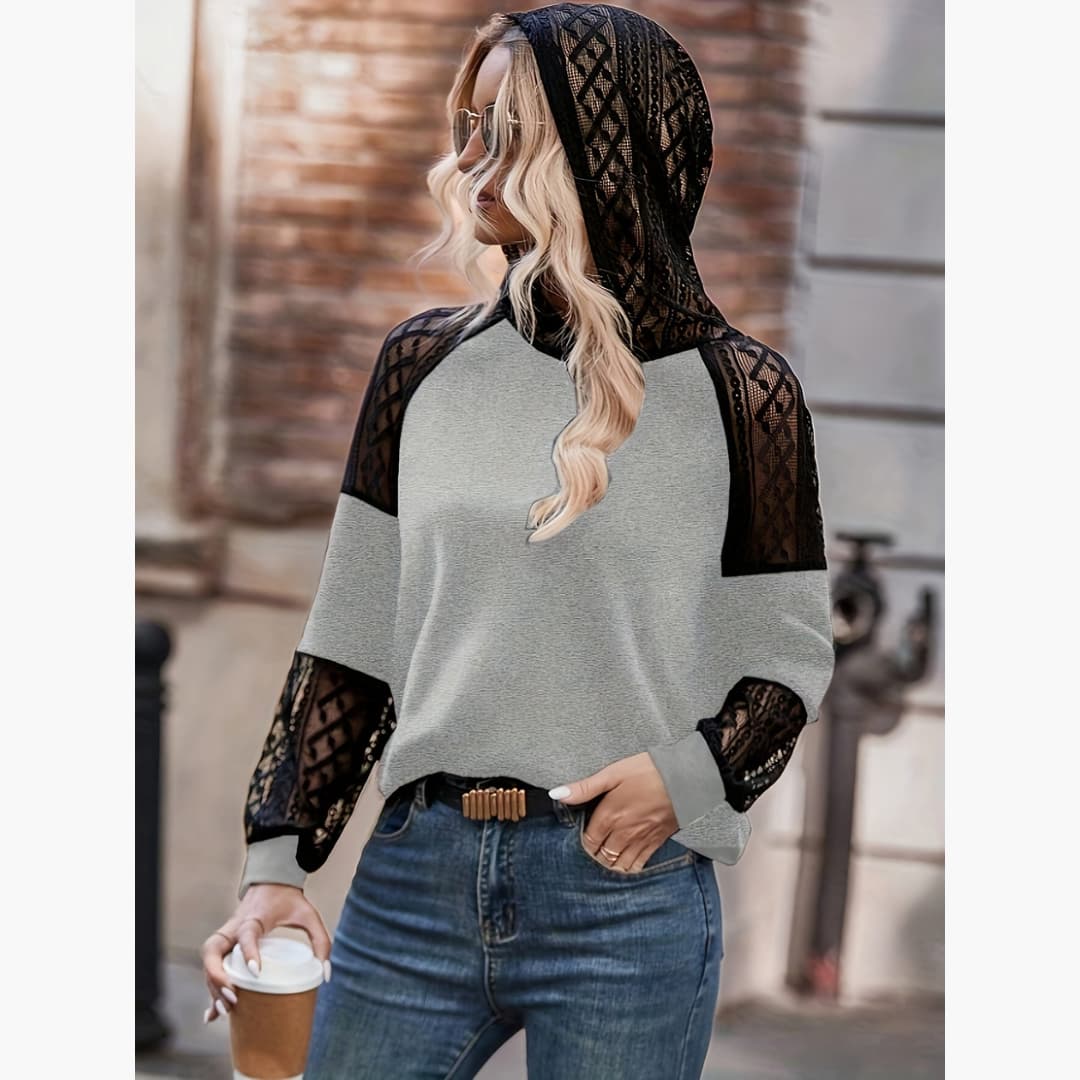 Dianne - Stylish hoodie with lace for women