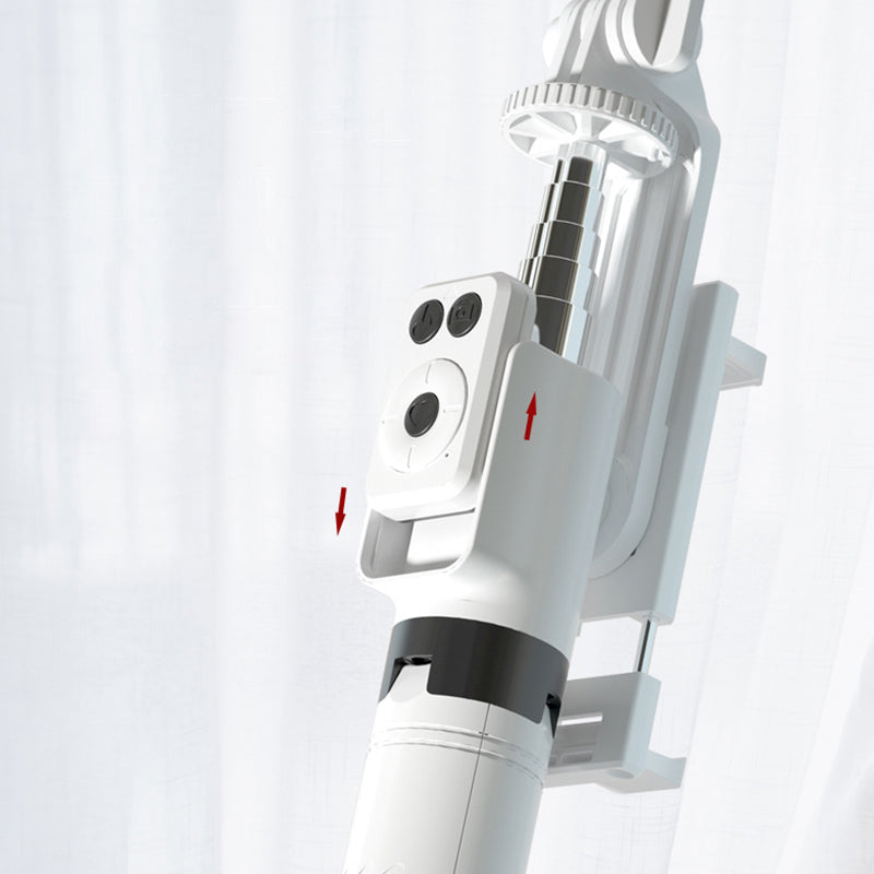 "6 i 1 lett selfie-stick med fylllys, justerbar, aluminium; optimal for selfies, streaming, og stabile videoer."