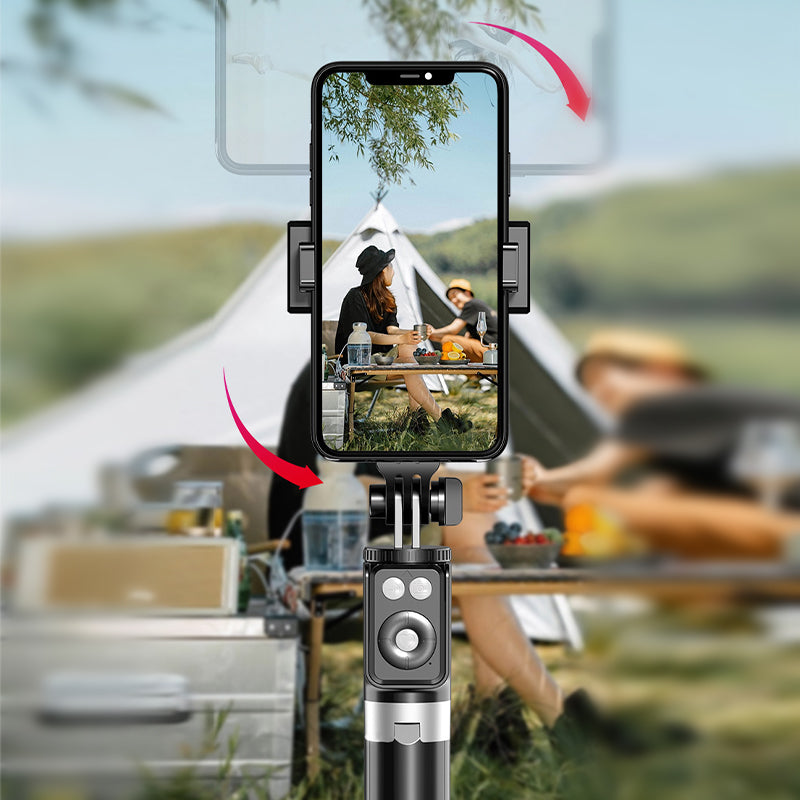 "6 i 1 lett selfie-stick med fylllys, justerbar, aluminium; optimal for selfies, streaming, og stabile videoer."