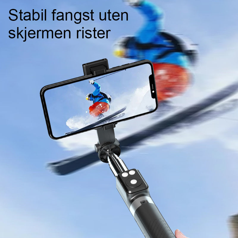"6 i 1 lett selfie-stick med fylllys, justerbar, aluminium; optimal for selfies, streaming, og stabile videoer."