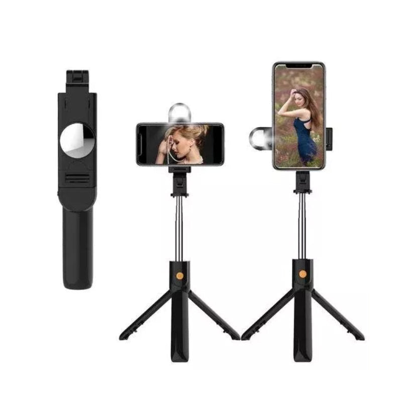 "6 i 1 trådløs Bluetooth selfiestang med forlengbart stativ, lys og fjernkontroll for perfekte selfies"