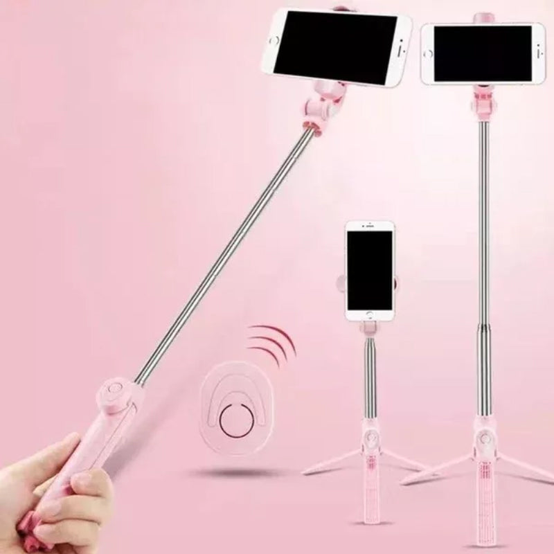 "6 i 1 trådløs Bluetooth selfiestang med forlengbart stativ, lys og fjernkontroll for perfekte selfies"