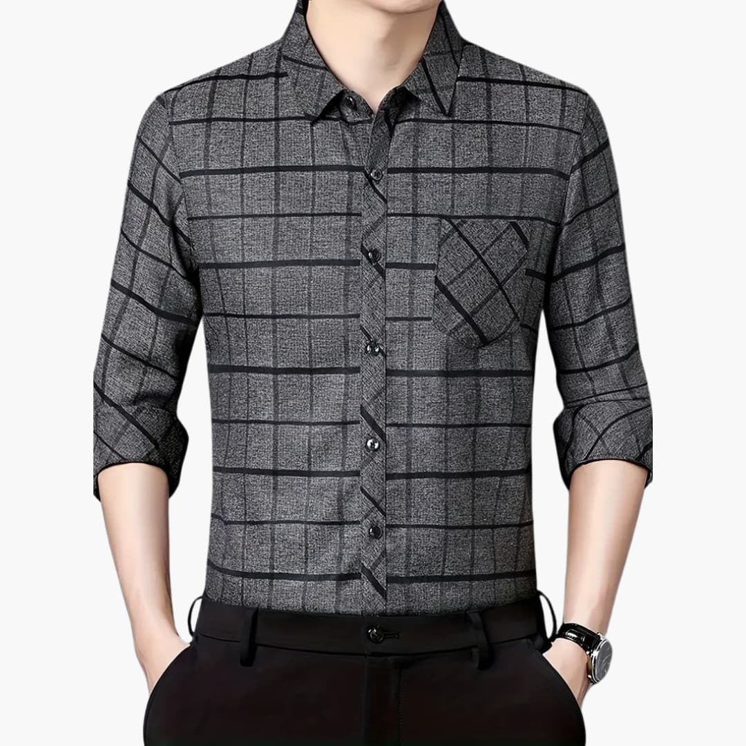 David - Trendy rutete skjorte med revers for menn