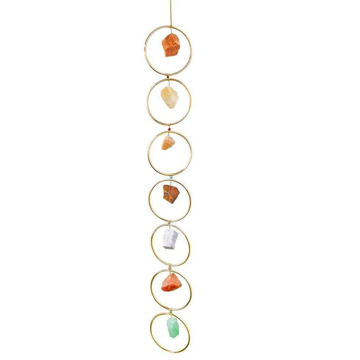 7 Chakra Livets Tre veggdekorasjon med fargerike edelstener for åndelig harmoni og balanse.