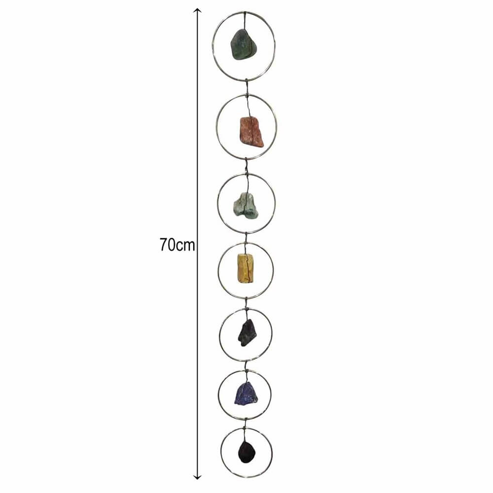 Unik veggkunst: Livets Tre med 7 chakra edelstener, perfekt for gaver og personlig bruk.