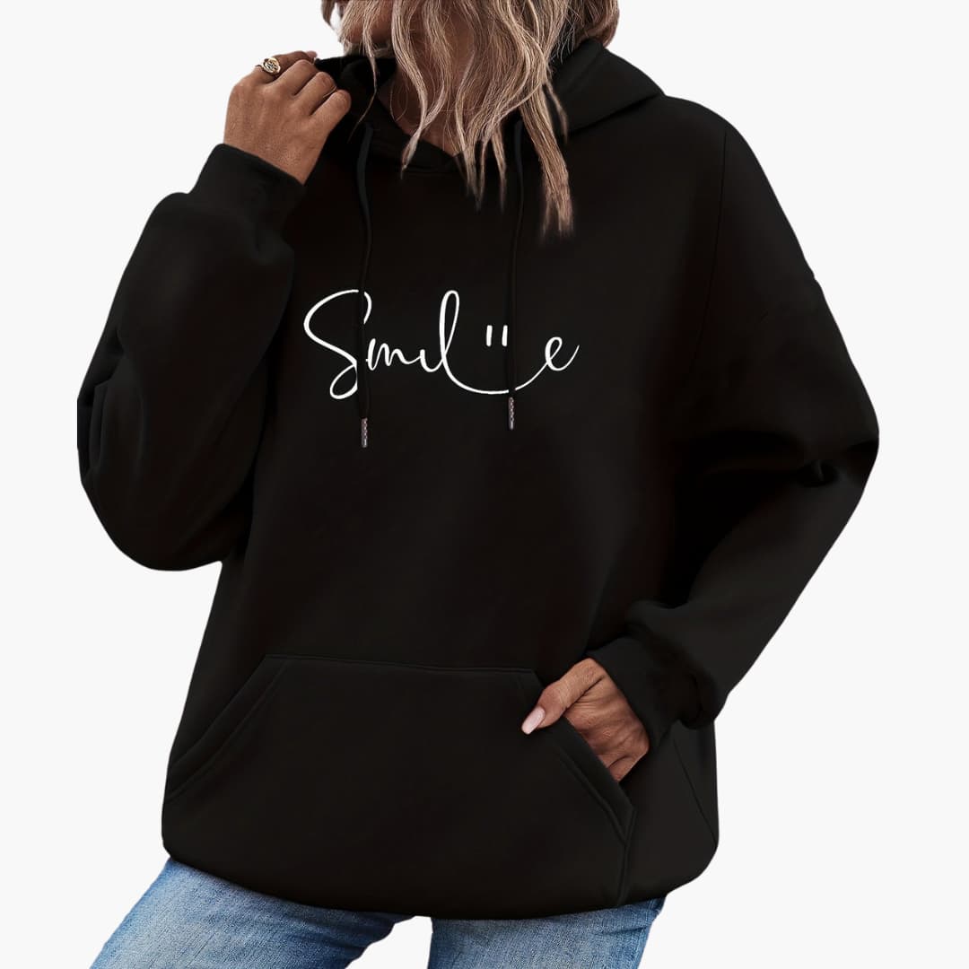 Caroline - Stylish Smile Graphic Hoodie for women