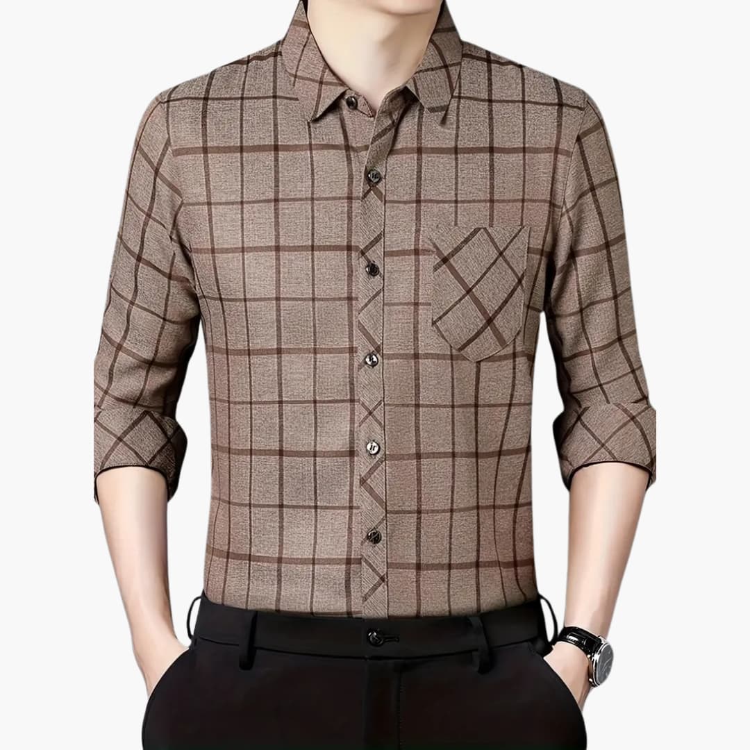David - Trendy rutete skjorte med revers for menn