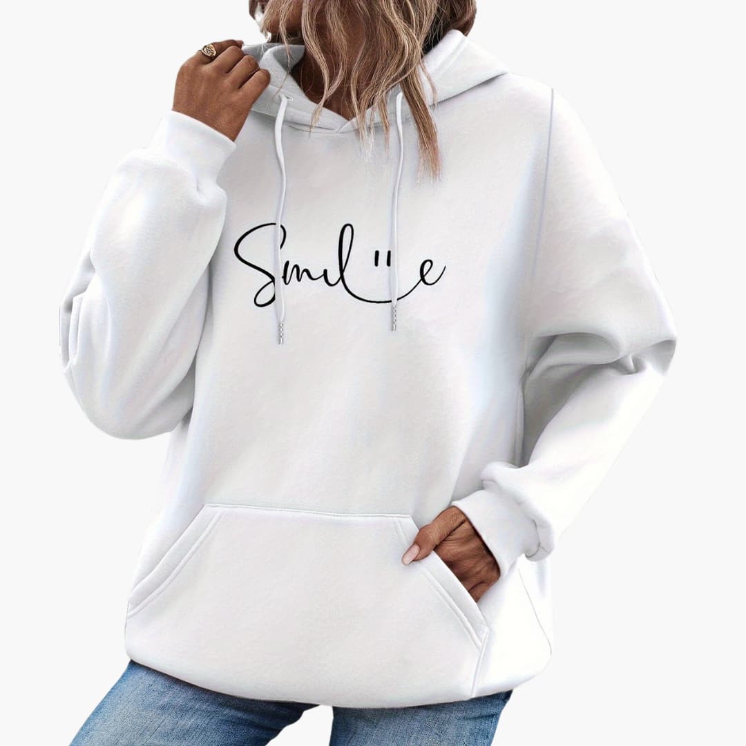 Caroline - Stylish Smile Graphic Hoodie for women