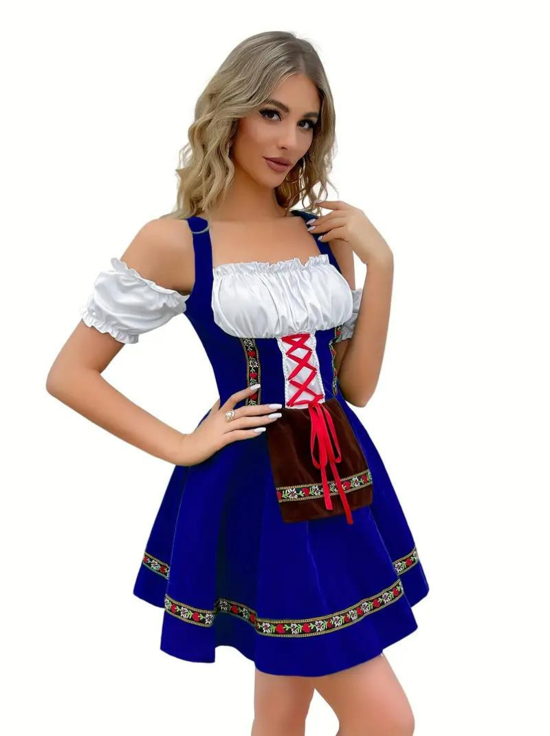 Oktoberfest Dirndl kjole med slips for damer