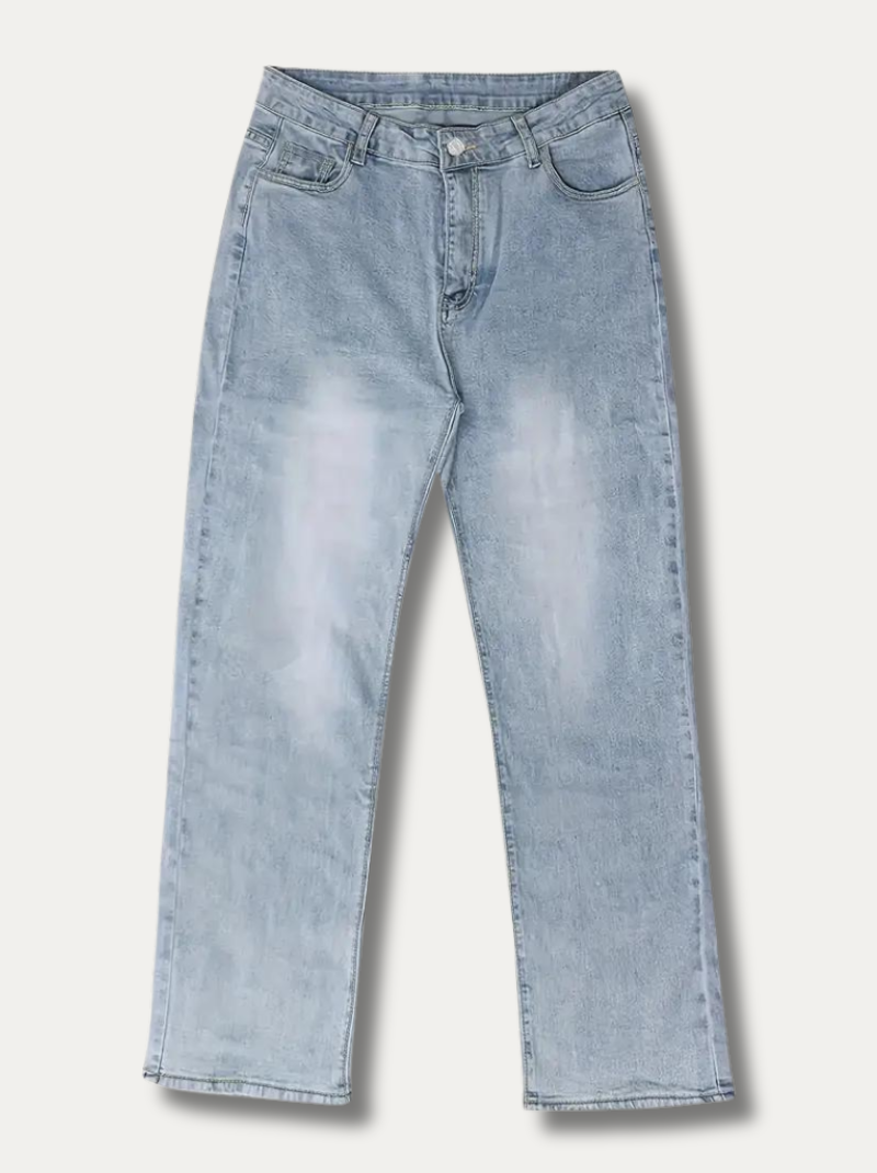 FREYA - Lettvasket rette jeans med høy midje