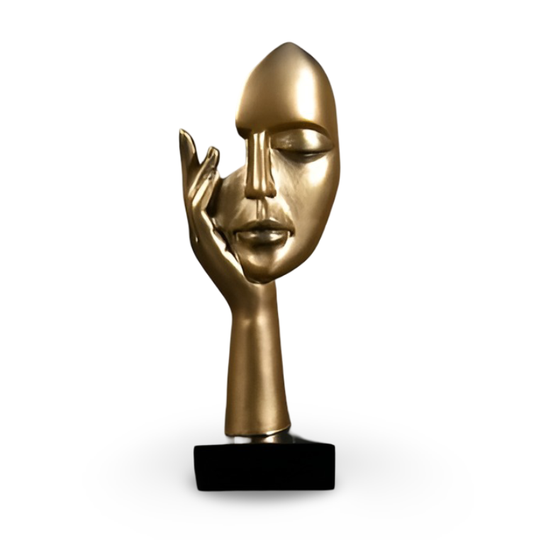 Svart abstrakt tenkerskulptur, moderne kunst for et elegant og stilrent hjem.