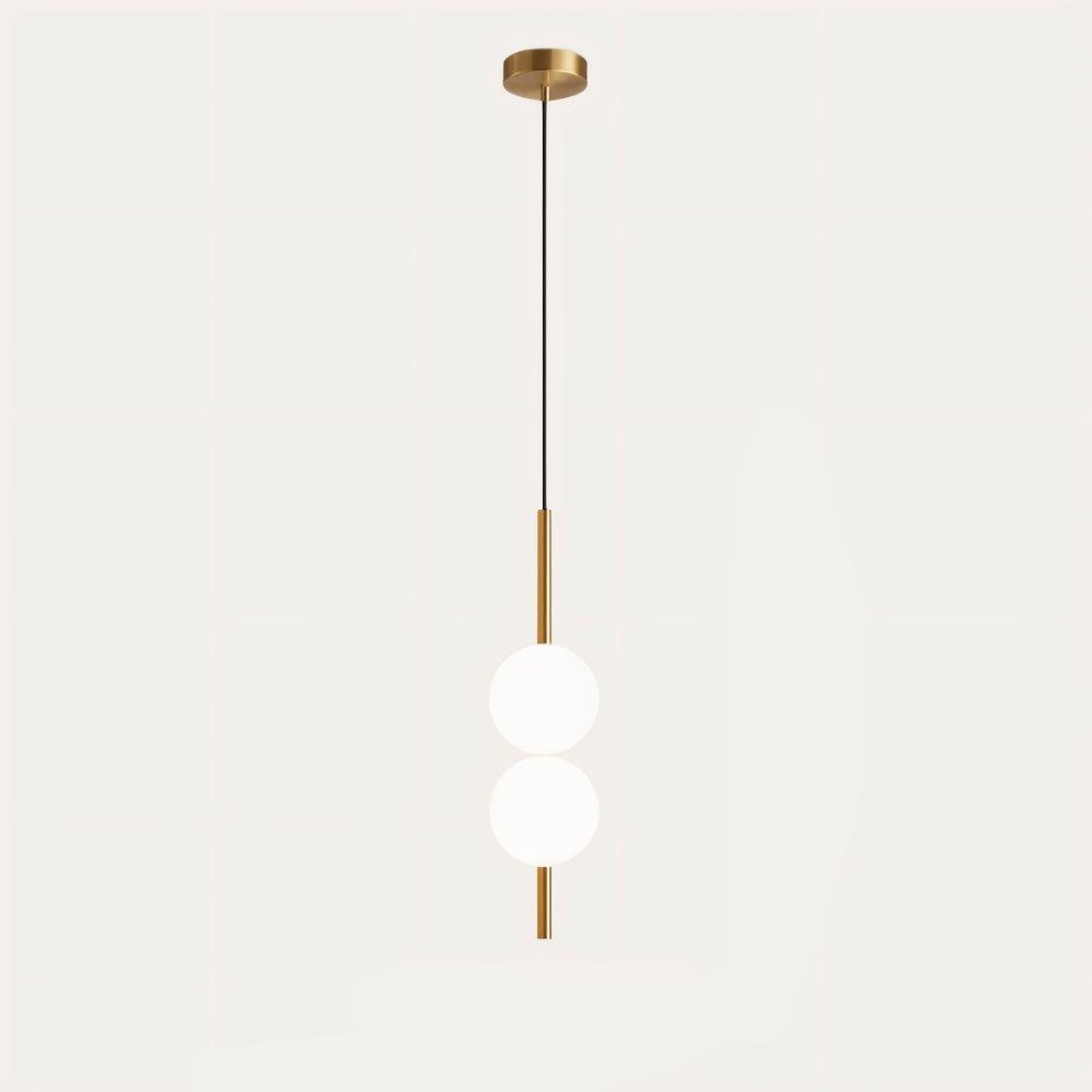 "Afzal pendellampe i nordisk stil med justerbart LED-lys, glasskule og fleksibel messingledning, 1,2 m lang."