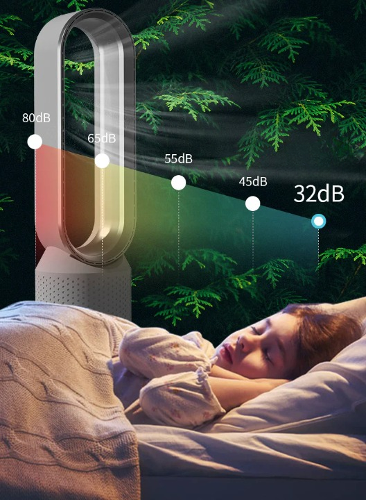 "AirPure 3-i-1 luftkjøler med UV rensing, ionisator og elegant hvit design for optimal luftkvalitet i hjem eller kontor."