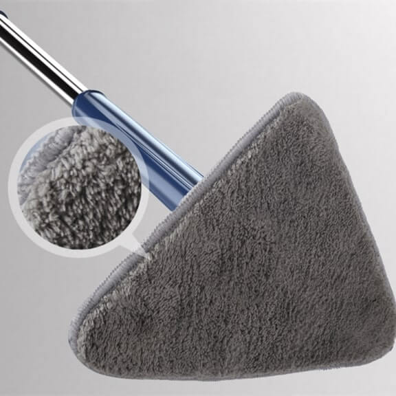 Holdbar mopp med roterende hode for rengjøring av vanskelige kriker, ideell for hjemmet.