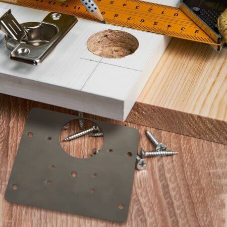 Universal hengselfikseringsplate for skap, dører og møbler. Hjemmeforbedring med solid aluminiumsplate.