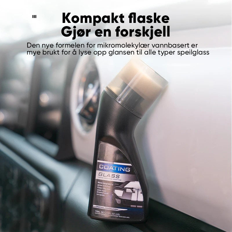 "Anti-dugg beleggmiddel flaske for klar sikt, 70ml væske, motvirker dugg på hjelmer, speil og frontruter. Enkel påføring."