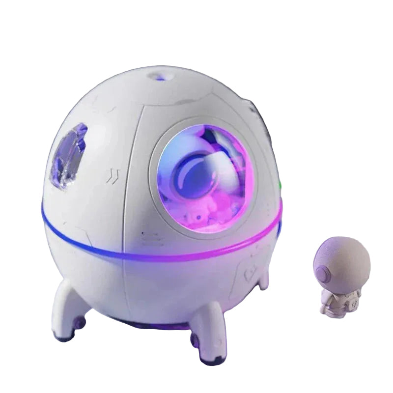 Astronaut luftfukter med LED-nattlampe og aroma diffuser for bedre inneklima på barnerom.