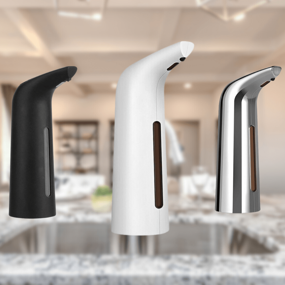 Moderne berøringsfri såpedispenser. Fremmer god hygiene hjemme, på badet og kontoret.