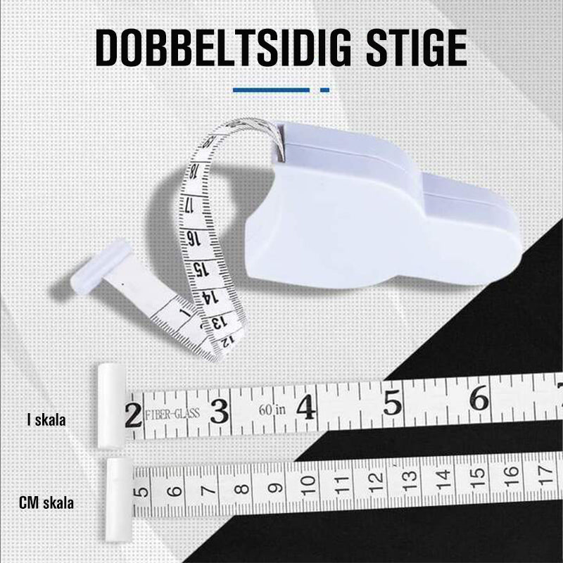 Automatisk hvitt målebånd for kroppsmåling, 150 cm, lett og bærbart. Perfekt for nøyaktig måling av midje og armer.
