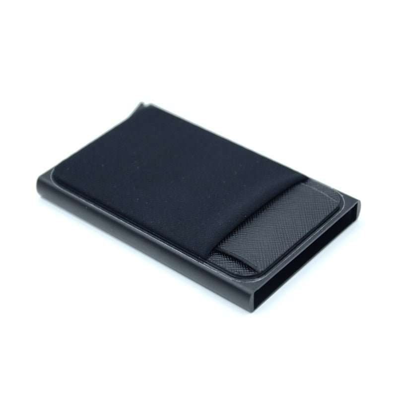 Unisex metall kortholder med automatisk pop-up funksjon og RFID-beskyttelse, kompakt lommebok.