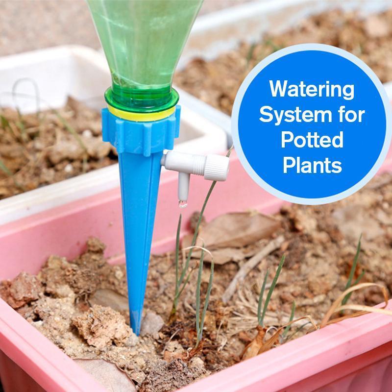 "Automatisk vanningssystem for planter, grønn plastkonstruksjon, enkel montering, justerbar vannmengde, miljøvennlig design."