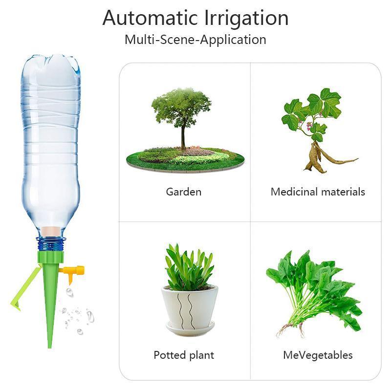 "Automatisk vanningssystem for planter, grønn plastkonstruksjon, enkel montering, justerbar vannmengde, miljøvennlig design."