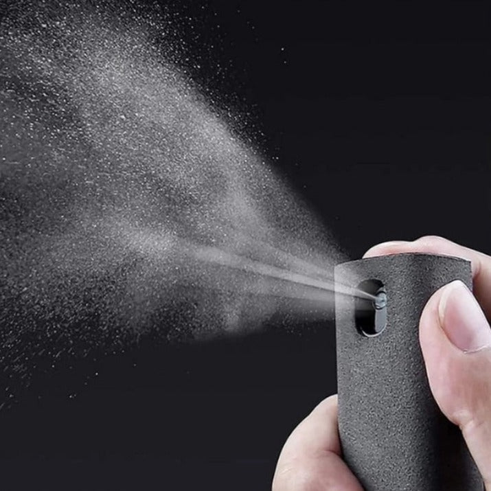 Ergonomisk designet bærbar skjermrenser; kompakt og lett med sprayfunksjon og mikrofiber.