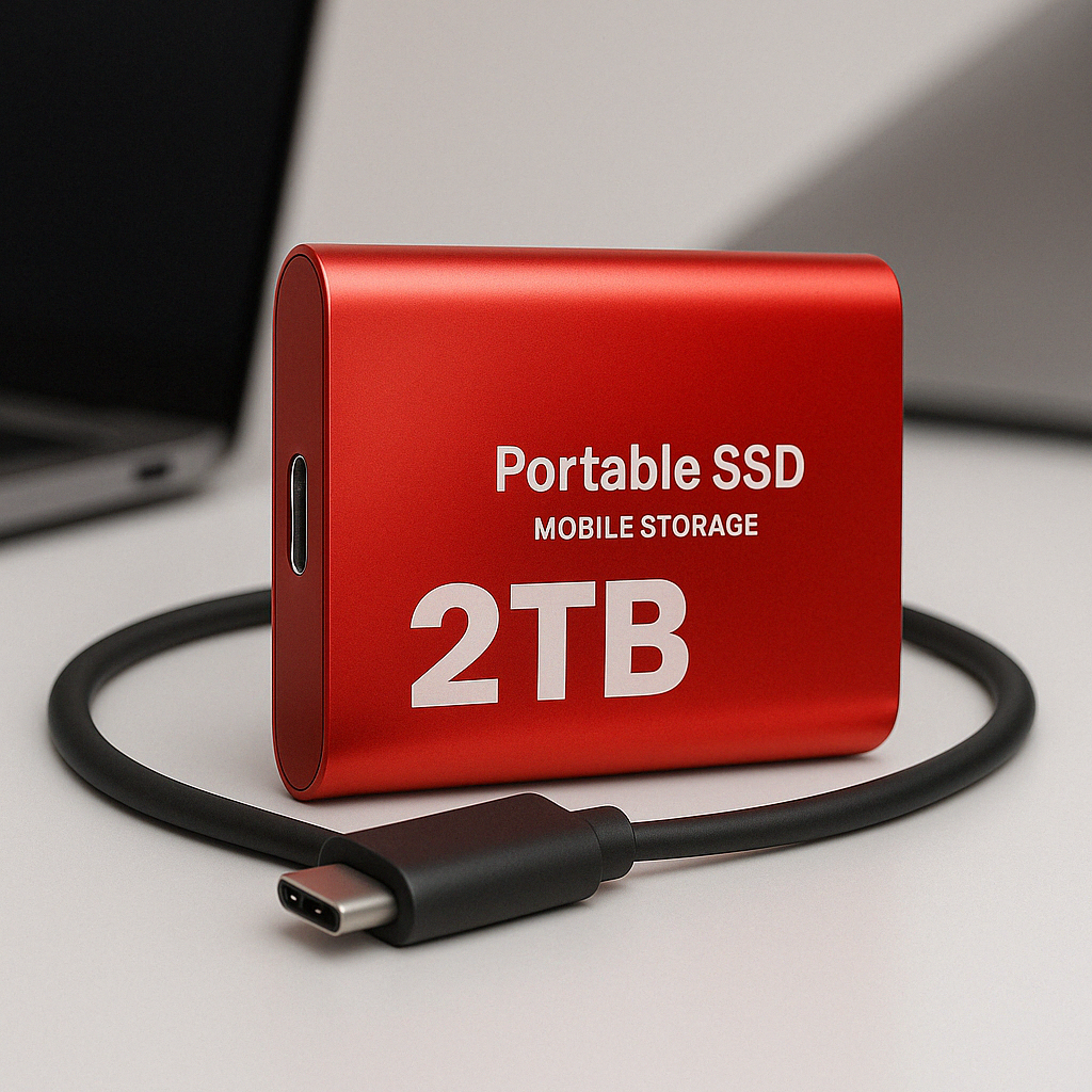 Ekstern SSD 2000GB med USB Type-C, robust og rask datalagring for PC og Mac