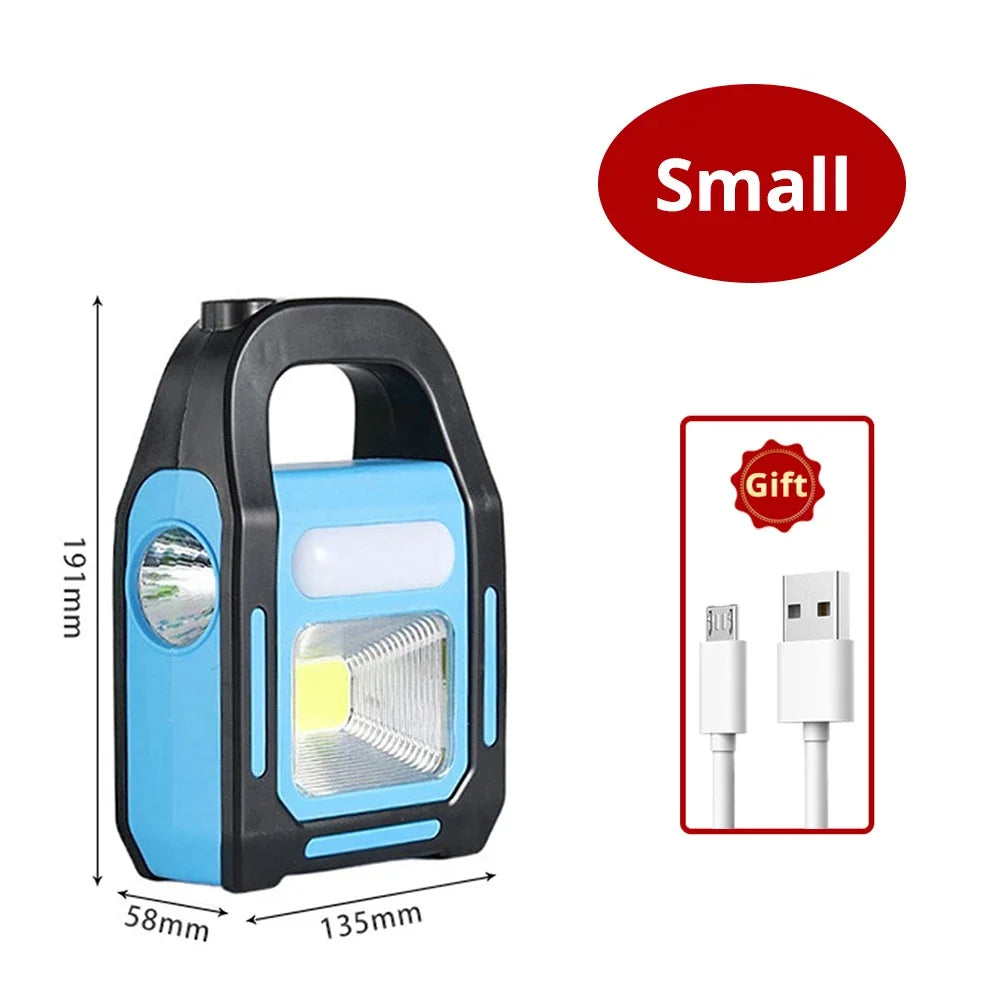 Oppladbar campinglanterne med powerbank-funksjon for smarttelefon, essensiell for nødlys.