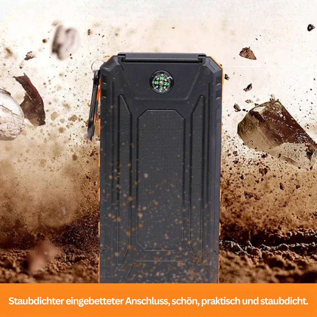 Toppvisning av kraftbank som viser USB-porter og ladeindikatorer