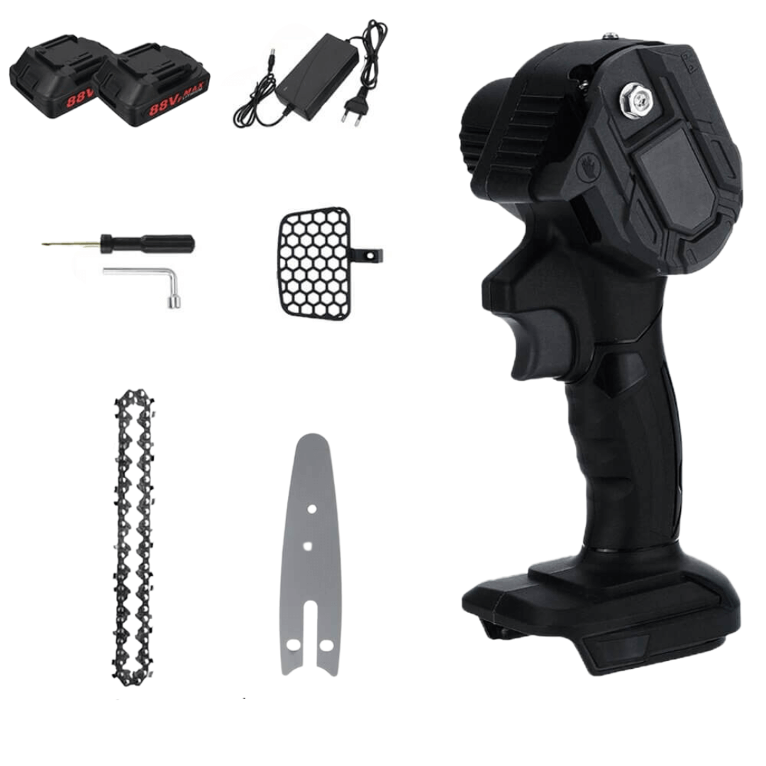 Kraftig elektrisk mini motorsag med batteri og utskiftbart kjede for effektiv kutting