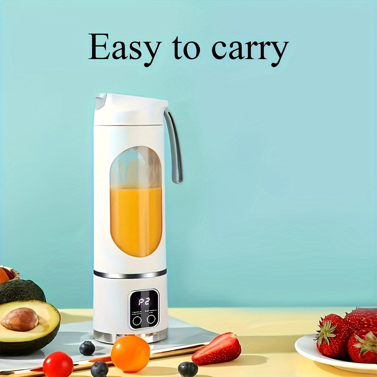 USB-oppladbar bærbar smoothie blender på kjøkkenbenken, klar for raske og friske drikker.