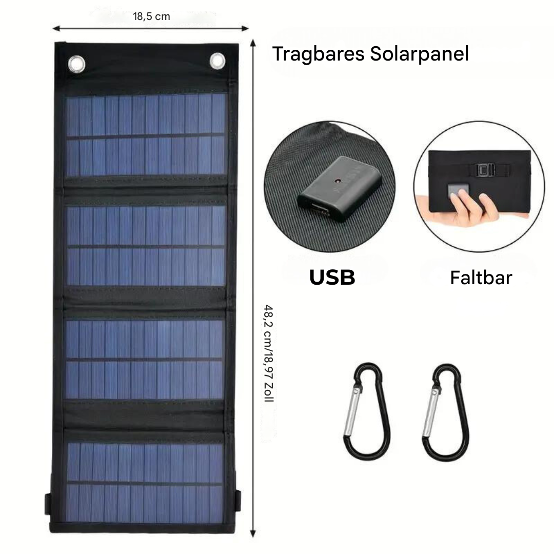 Solenergi lader for utendørs bruk, sammenleggbar for enkel transport, USB-kompatibel