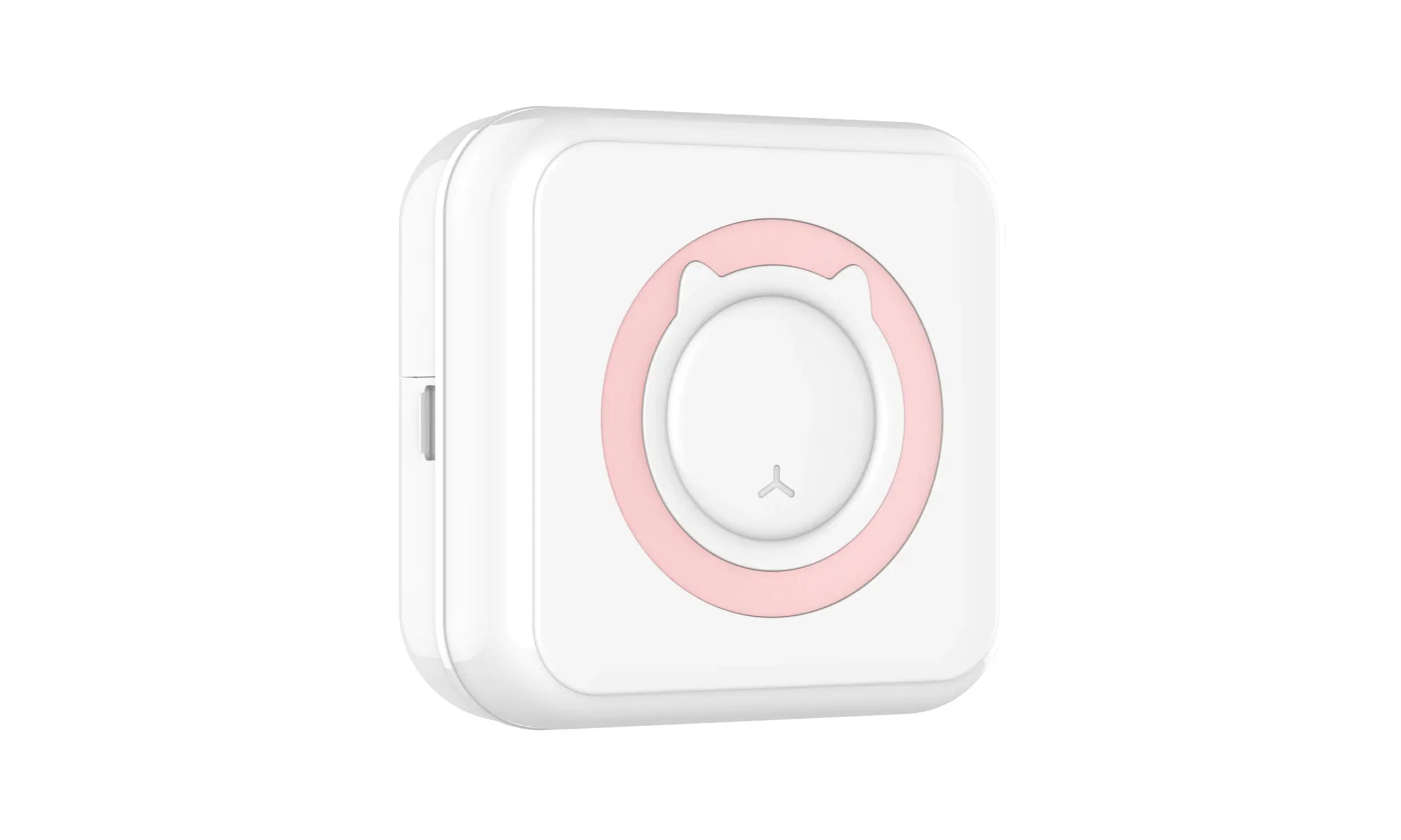 Kompakt hvit trådløs gadget-skriver, perfekt for kvitteringer og raske utskrifter uten blekk.