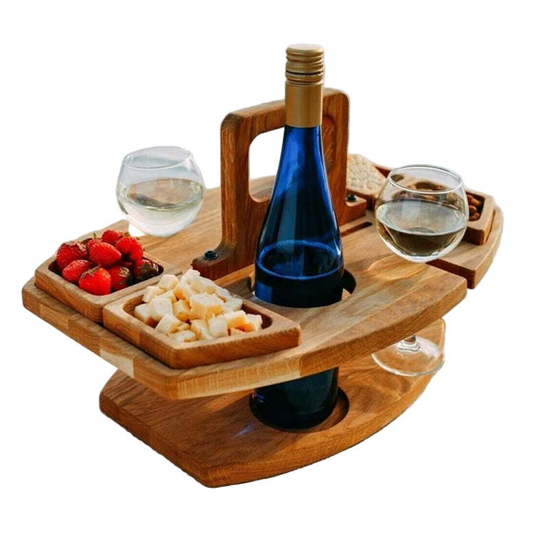 Bærbart sammenleggbart piknikbord i tre for utendørs hygge. Enkel transport, perfekt for camping.
