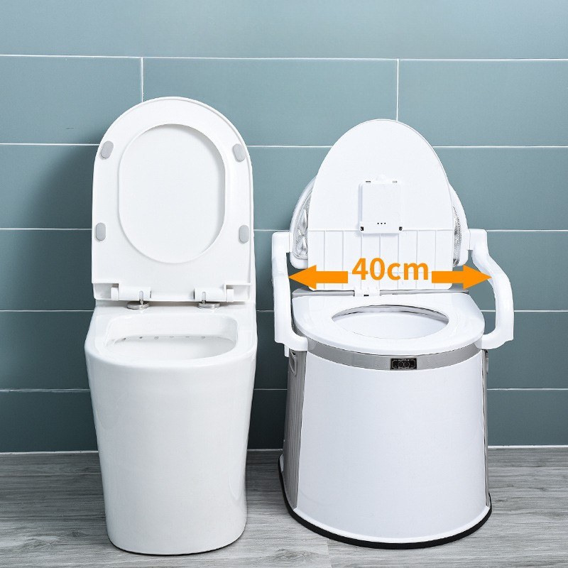 Universalt bærbart toalett for voksne og eldre. Lett å tømme, hygienisk og stabilt for optimal komfort på reise.