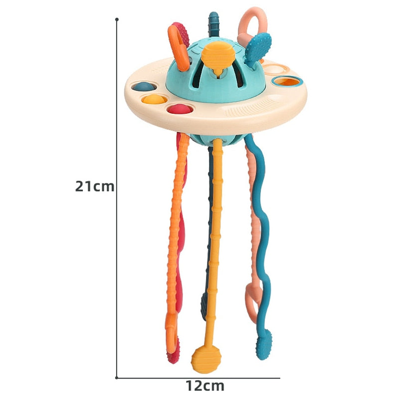 Sikker og giftfri silikon UFO-leke, en beroligende bitering og engasjerende trekkleke for baby.