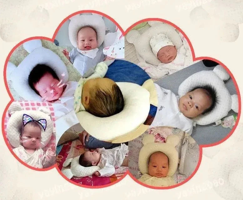 Nærbilde av babypute med ergonomisk snitt, sikrer sovestøtte og komfort for baby i søvn.