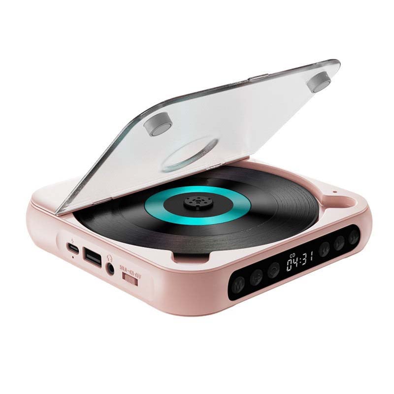 "Bærbar Bluetooth CD-spiller i kompakt design, tilgjengelig i flere farger med Hi-Fi lyd og lett transport."