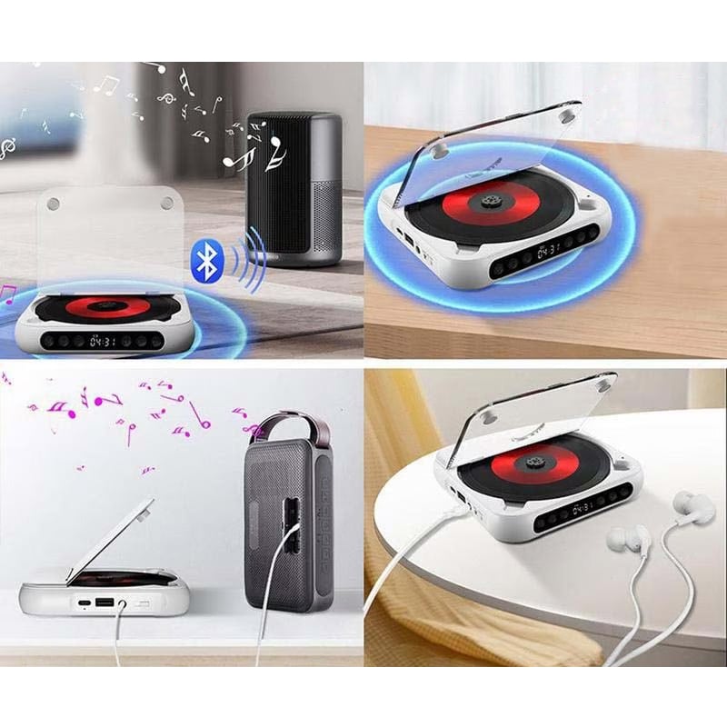 "Bærbar Bluetooth CD-spiller i kompakt design, tilgjengelig i flere farger med Hi-Fi lyd og lett transport."
