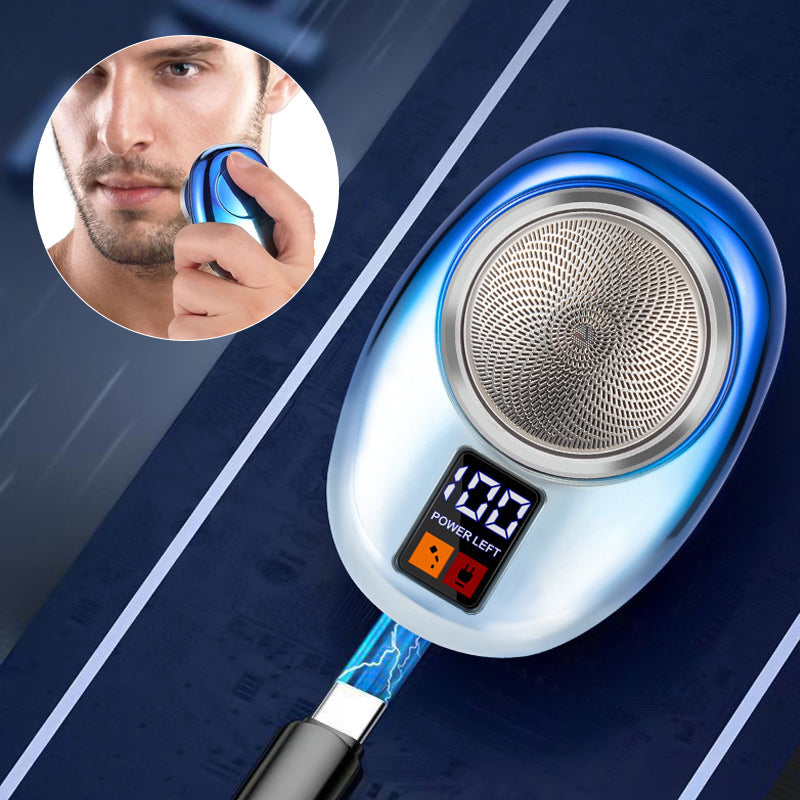 "Bærbar elektrisk barbermaskin med kompakt design, LED-skjerm og skarpe blader for enkel og effektiv barbering."